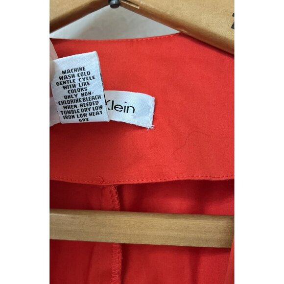 90s Calvin Klein red sleeveless sexy deep v wrap dress stretch knee length 2 - Picture 4 of 7